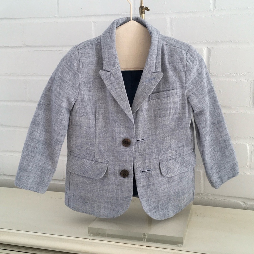 Toddler Boys Classic Chambray Blue And White Sportcoat Blazer Size 2T